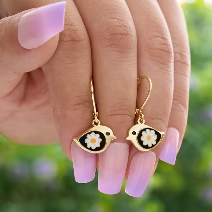 Chadds Ford Jewelry Earrings Leverback Gold Daisy Birdie Earrings