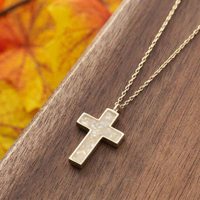 Chadds Ford Jewelry Necklaces Gold Sterling Silver Mother of Pearl Cross Necklace