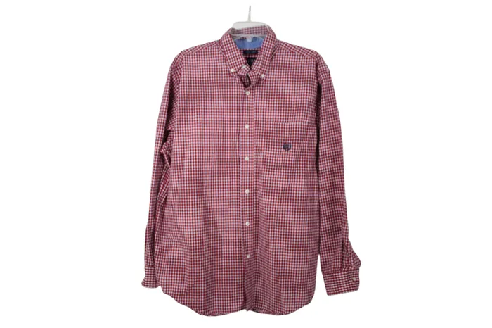 Chaps Earrings Chaps Easy Care Red Plaid Shirt L
