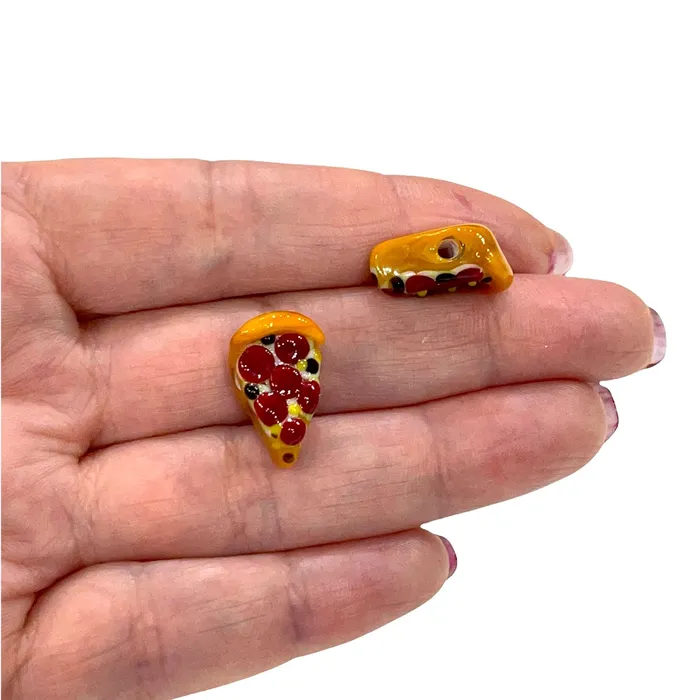 Charm Necklaces Peppy Beads Hand Made Murano Glass Pizza Slice Charm