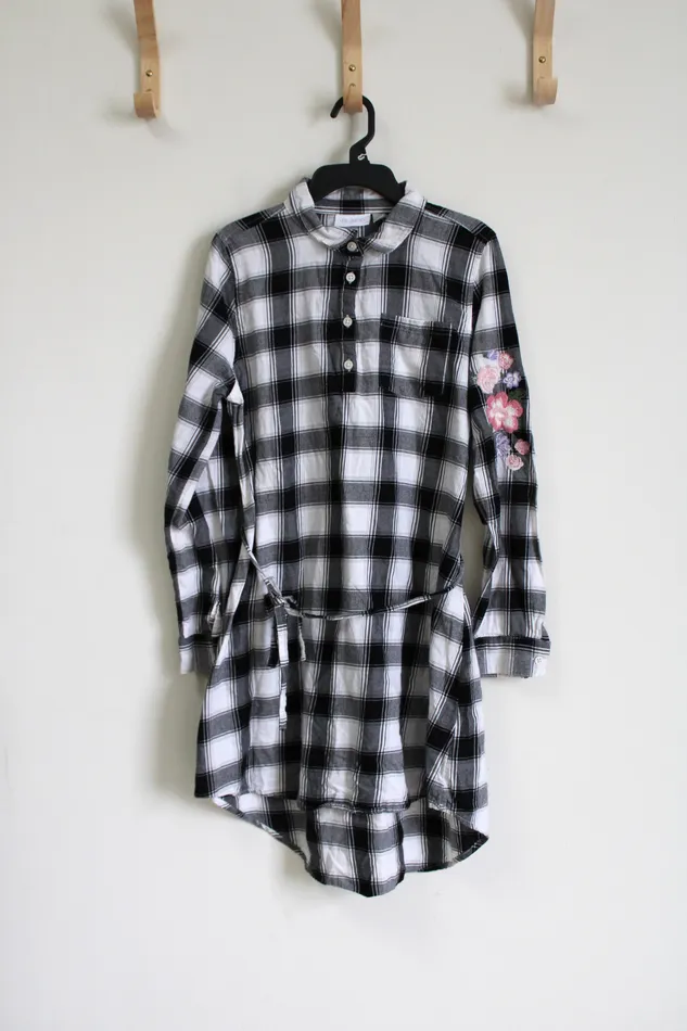 Childrens Place Childrens Place Black Plaid Dress 16 Earrings