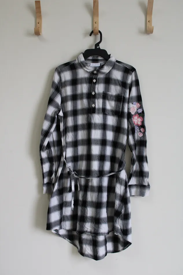 Childrens Place Childrens Place Black Plaid Dress 16 Earrings
