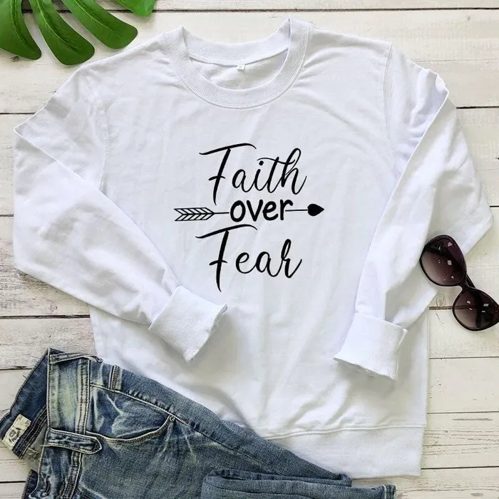 Christian Sweatshirt br Faith Over Fear Lords Guidance Earrings