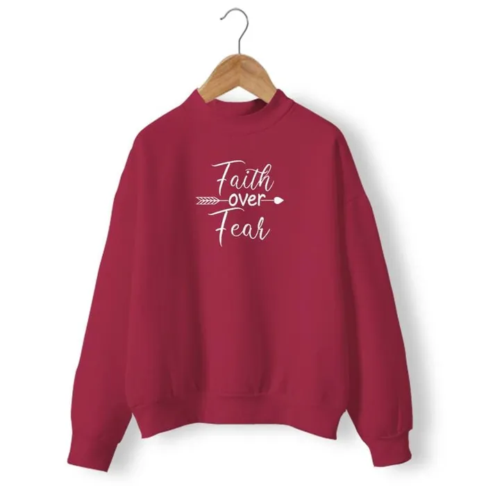Christian Sweatshirt br Faith Over Fear Lords Guidance Earrings