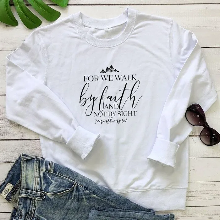 Christian Sweatshirt br Walk By Faith Not By Sight Lords Guidance Earrings