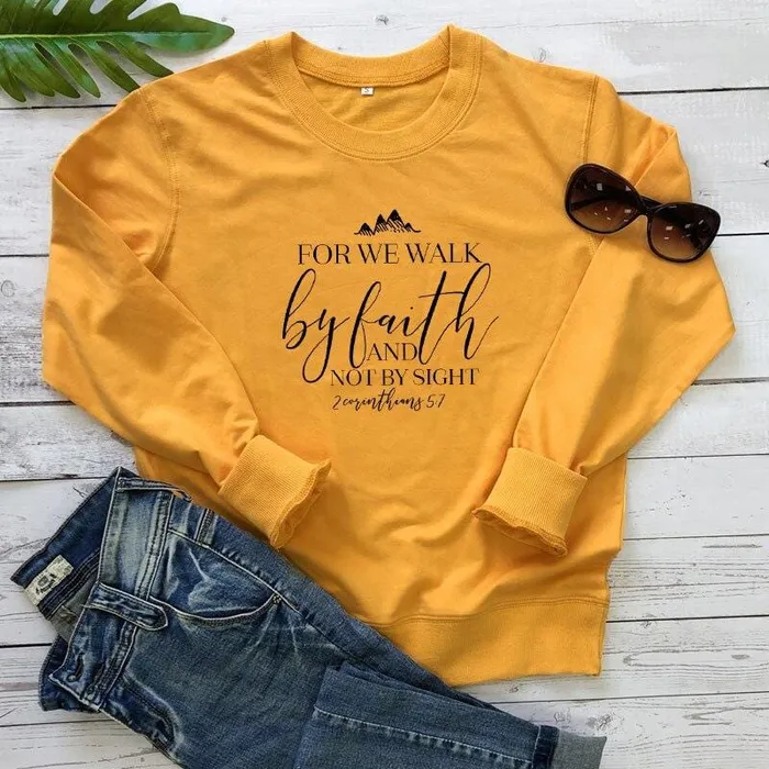 Christian Sweatshirt br Walk By Faith Not By Sight Lords Guidance Earrings