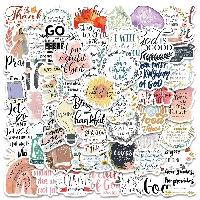 Classic Christian Phrase Sticker Set 50 Stickers Lords Guidance Earrings