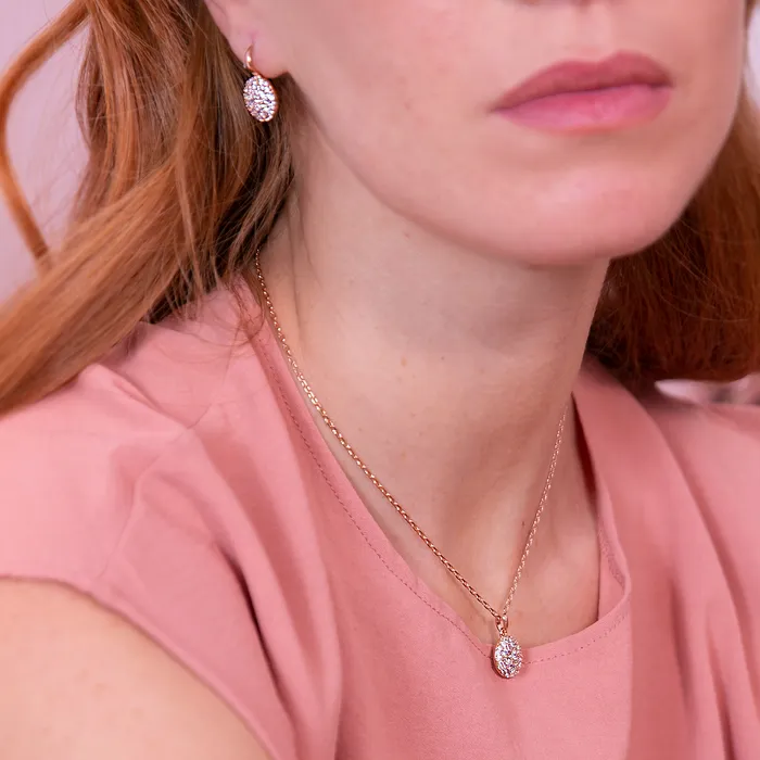 Collana Catena Rolo con Ciondolo Tondo Pav in Cubic Zirconia Bronzallure Earrings