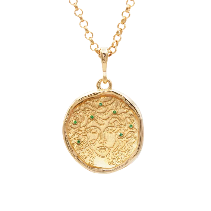COMMON ERA Necklaces Medusa 7 Emerald Medallion Necklace