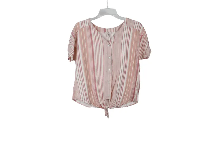 Como Vintage Pink Striped Top M Como Vintage Earrings
