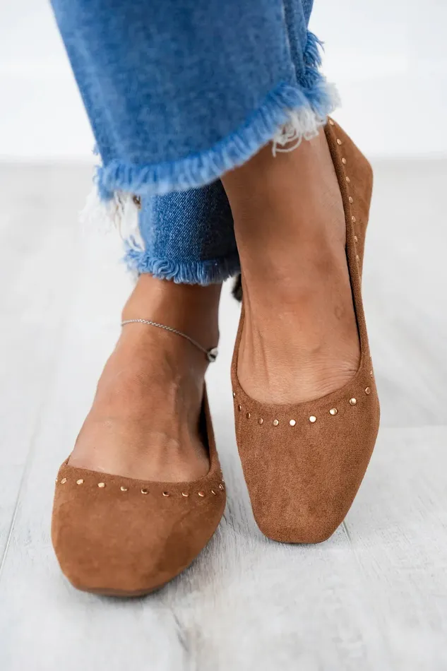 Corkys Just In Time Faux Suede Flats Tobacco Corkys Earrings