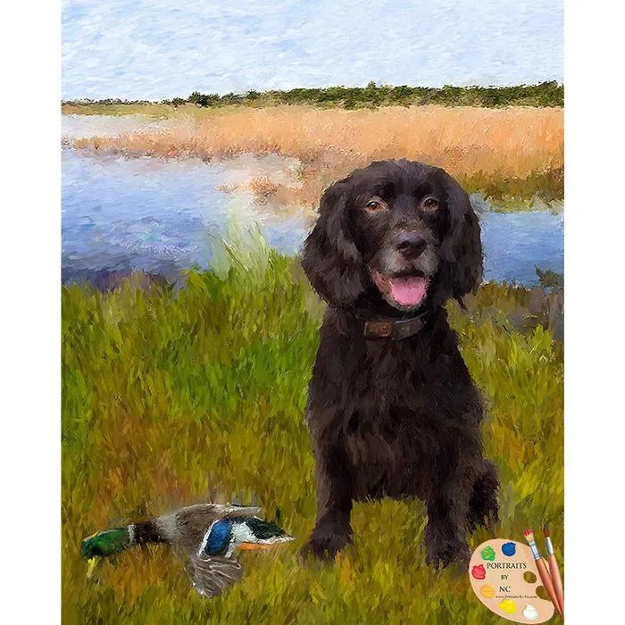 Custom Pet Portrait Dog Portrait Water Spaniel Digital Portrait Portraits by NC Necklaces