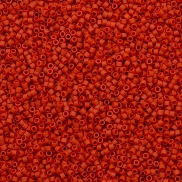 DB0795 Dyed Opaque Vermillion Matte Miyuki Delica 110 Peppy Beads Earrings