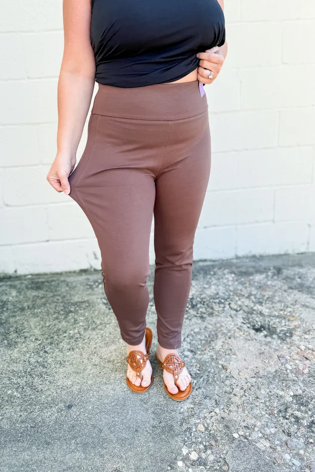 Dear Scarlett Necklaces 26 Magic Ankle Crop Skinny Pants Dark Brown