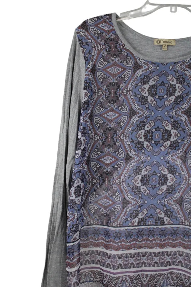 Democracy Gray Purple Shirt L Democracy Earrings