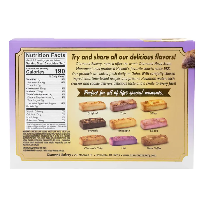 DIAMONDBAKERY Earrings Diamond Bakery Hawaiian Macadamia Taro Shortbread Cookies 4 oz