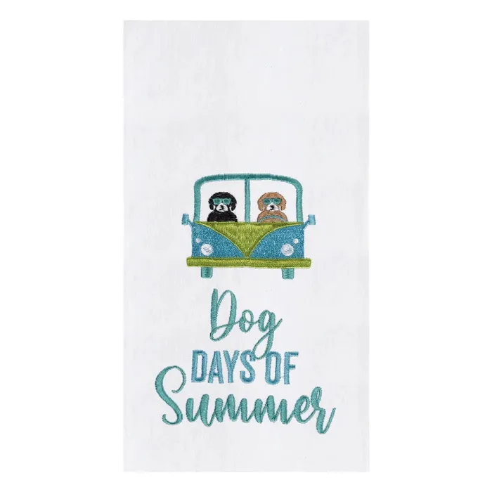 Dog Days of Summer Embroidered Cotton Kitchen Towel CFENTERPRISES Necklaces