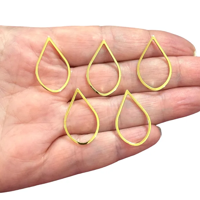 Earrings 24Kt Gold Plated 26x16mm Drop Charms Gold Drop Connector Charms 5 pcs in a pack Peppy Beads