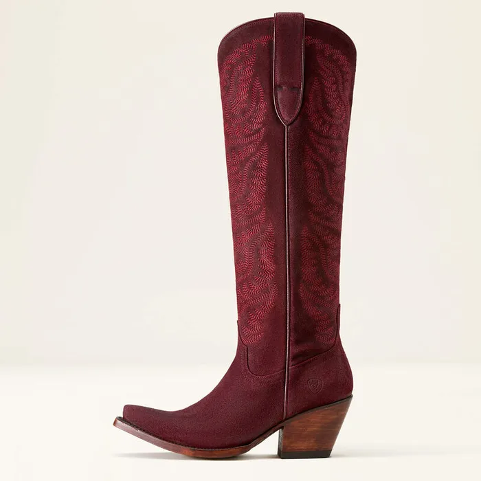 Earrings ARIAT WOMENS LARAMIE STRETCHFIT SUEDE WESTERN BOOT BURGUNDY Ariat