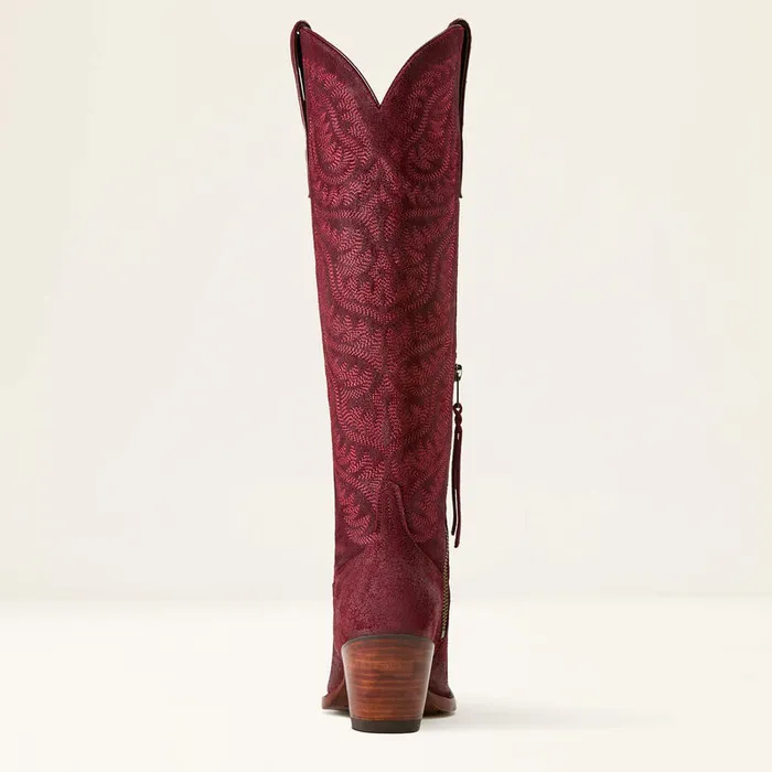 Earrings ARIAT WOMENS LARAMIE STRETCHFIT SUEDE WESTERN BOOT BURGUNDY Ariat