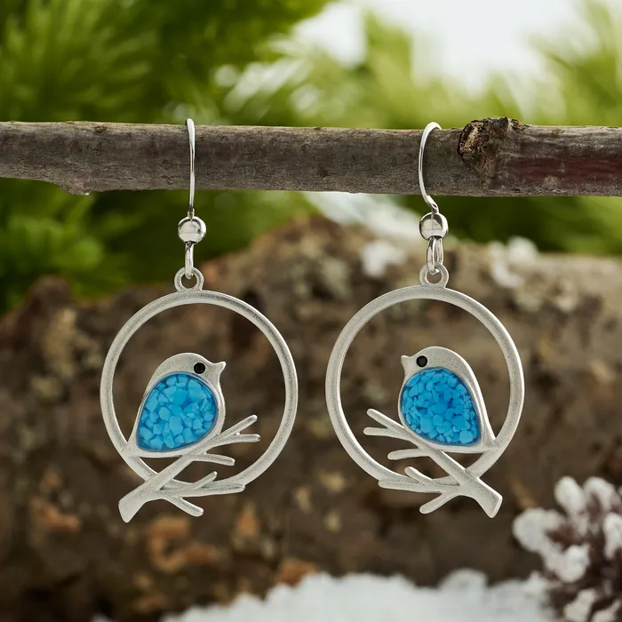Earrings Blue Glass Birdie Branch Earrings Chadds Ford Jewelry