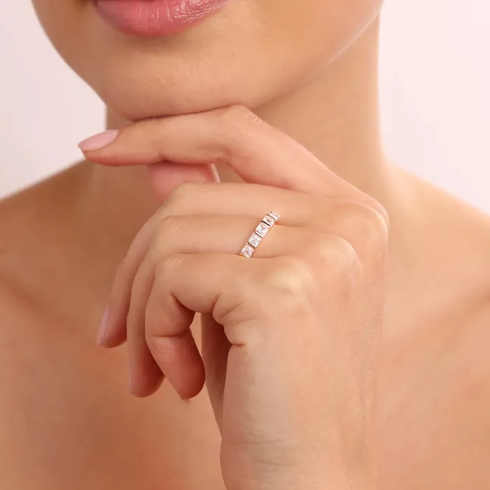 Earrings Bronzallure Anello Veretta con Cubic Zirconia Quadrate
