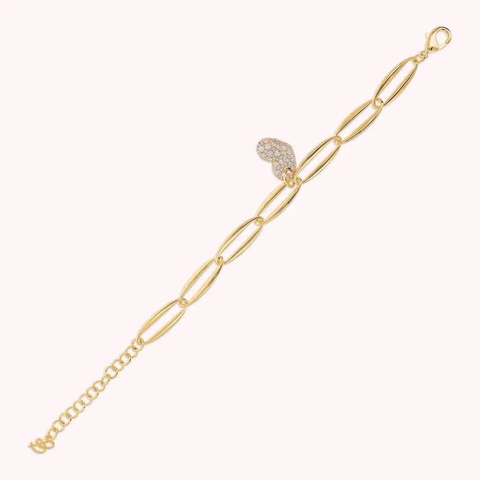 Earrings Bronzallure Bracciale Golden Maglie Marquise e Cuore in Pav di Cubic Zirconia