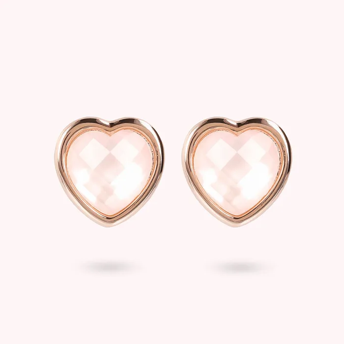Earrings Bronzallure Orecchini Cuore a Lobo in Pietra Naturale Sfaccettata