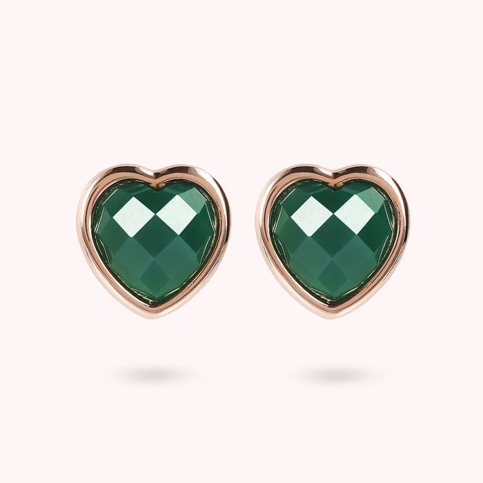 Earrings Bronzallure Orecchini Cuore a Lobo in Pietra Naturale Sfaccettata