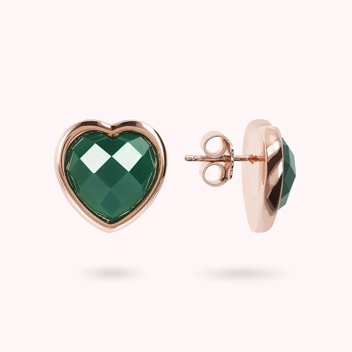 Earrings Bronzallure Orecchini Cuore a Lobo in Pietra Naturale Sfaccettata