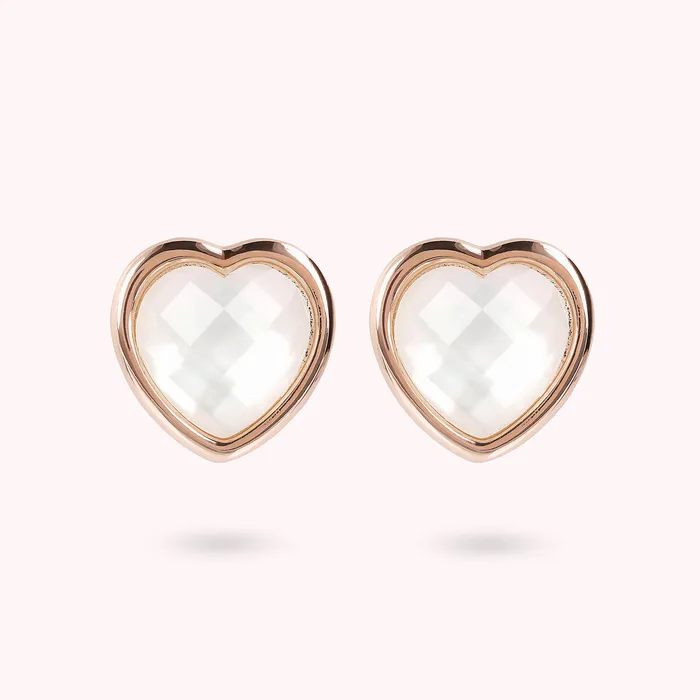 Earrings Bronzallure Orecchini Cuore a Lobo in Pietra Naturale Sfaccettata