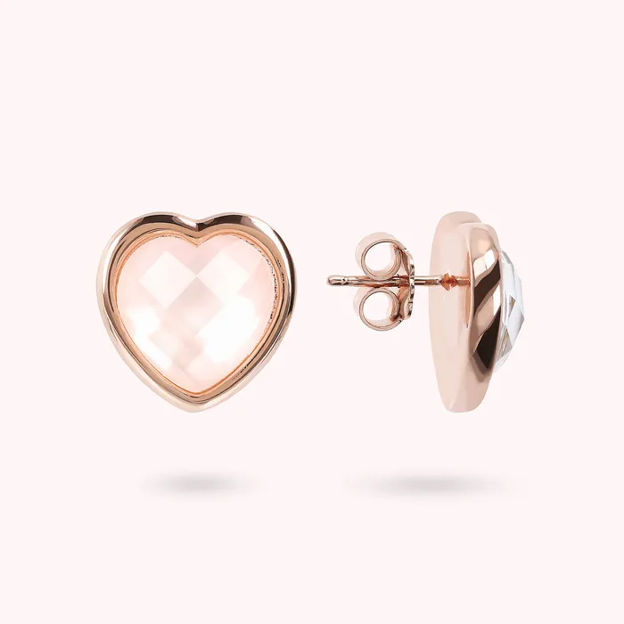 Earrings Bronzallure Orecchini Cuore a Lobo in Pietra Naturale Sfaccettata