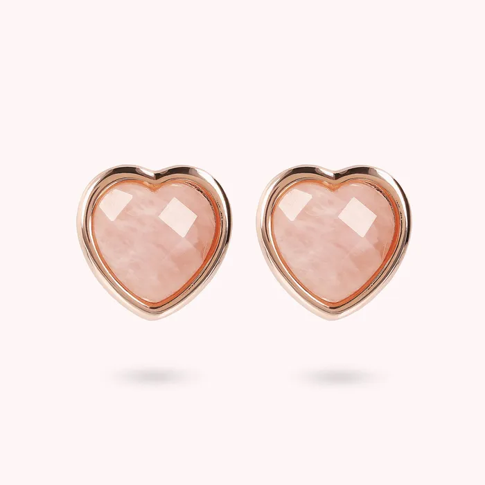 Earrings Bronzallure Orecchini Cuore a Lobo in Pietra Naturale Sfaccettata