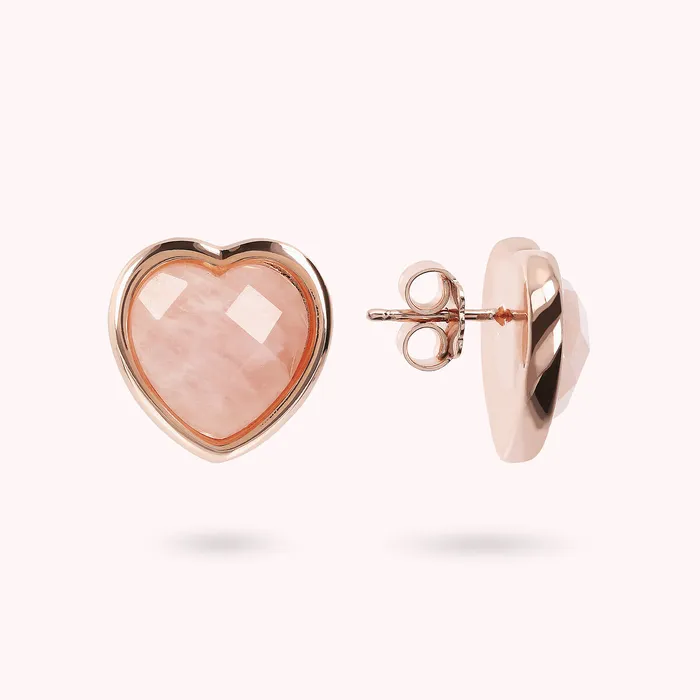 Earrings Bronzallure Orecchini Cuore a Lobo in Pietra Naturale Sfaccettata