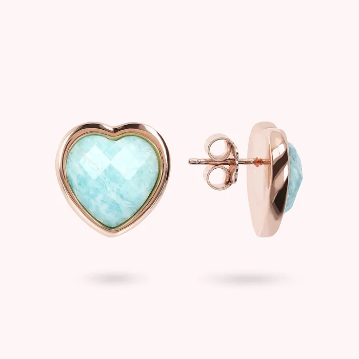 Earrings Bronzallure Orecchini Cuore a Lobo in Pietra Naturale Sfaccettata