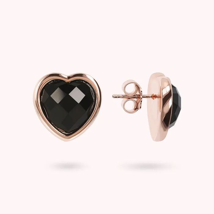 Earrings Bronzallure Orecchini Cuore a Lobo in Pietra Naturale Sfaccettata