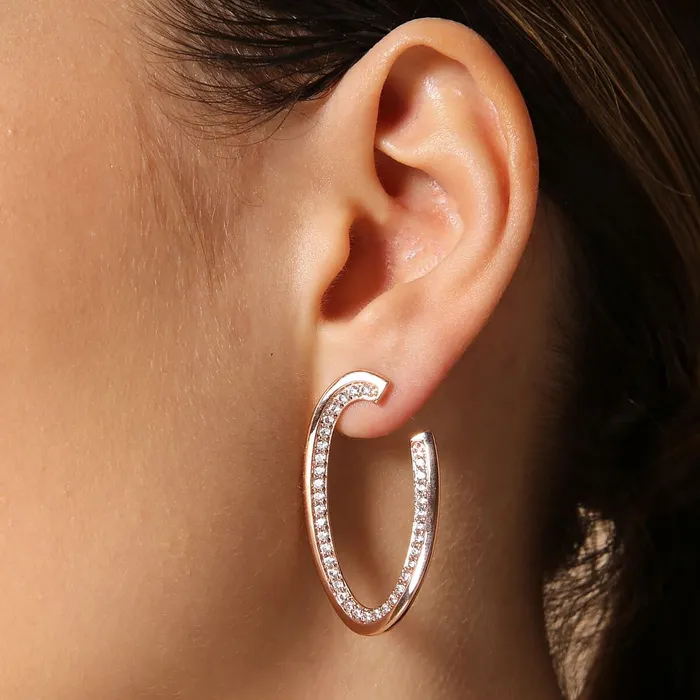 Earrings Bronzallure Orecchini Pendenti Ovali con Cubic Zirconia