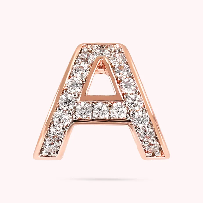 Earrings Bronzallure Orecchino a Lobo con Lettera Pav in Cubic Zirconia