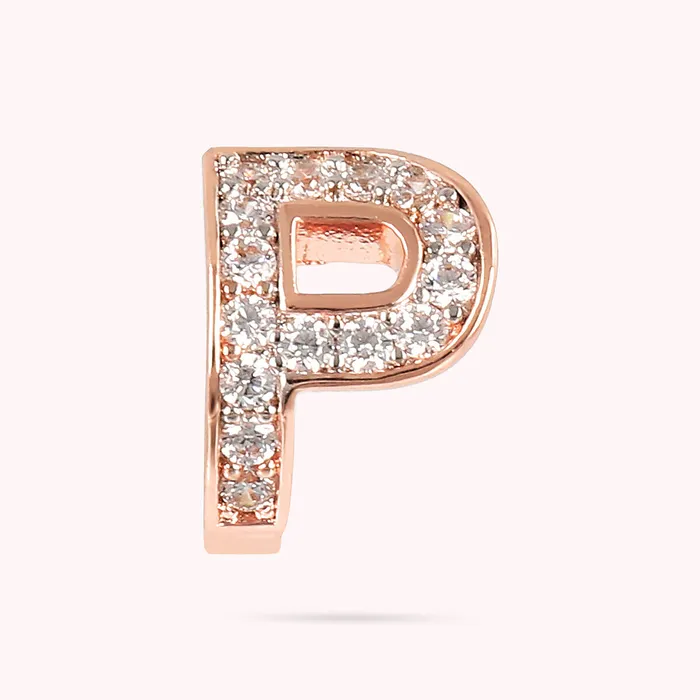 Earrings Bronzallure Orecchino a Lobo con Lettera Pav in Cubic Zirconia