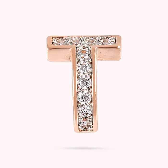 Earrings Bronzallure Orecchino a Lobo con Lettera Pav in Cubic Zirconia
