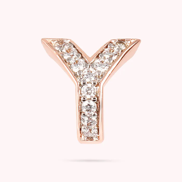 Earrings Bronzallure Orecchino a Lobo con Lettera Pav in Cubic Zirconia