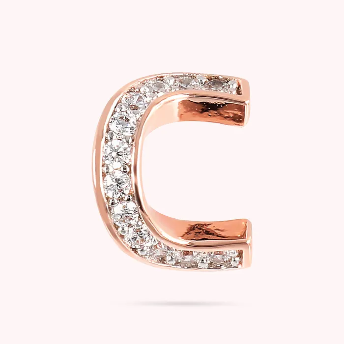 Earrings Bronzallure Orecchino a Lobo con Lettera Pav in Cubic Zirconia