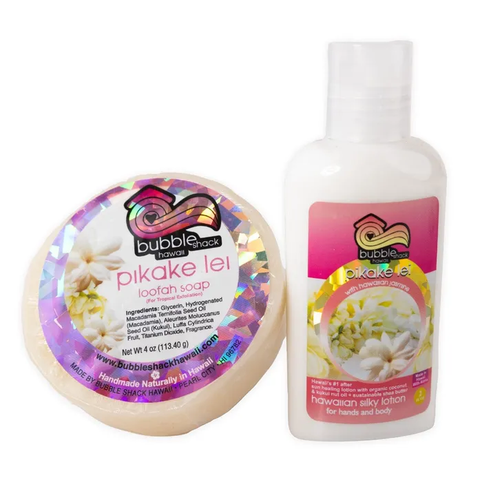 Earrings BUBBLESHACK Bubble Shack Pikake Lei Mini Lotion Loofah Soap Gift Set