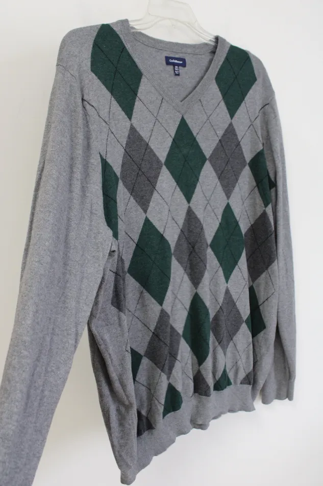 Earrings Croft Barrow Croft Barrow Green Gray Argyle Sweater 3XL