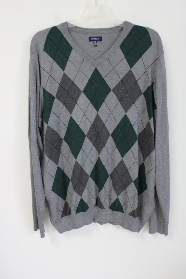 Earrings Croft Barrow Croft Barrow Green Gray Argyle Sweater 3XL