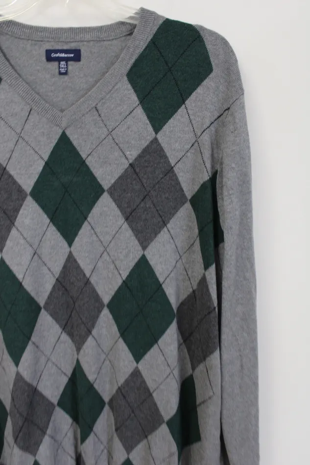 Earrings Croft Barrow Croft Barrow Green Gray Argyle Sweater 3XL