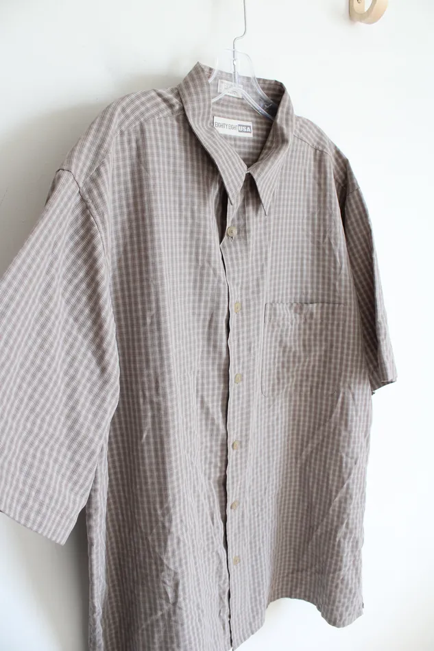 Earrings Eighty Eight USA Eighty Eight USA Brown Plaid Button Down Shirt XL