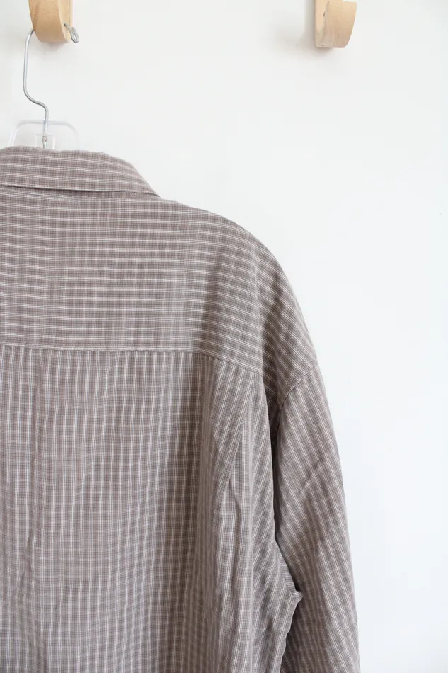 Earrings Eighty Eight USA Eighty Eight USA Brown Plaid Button Down Shirt XL