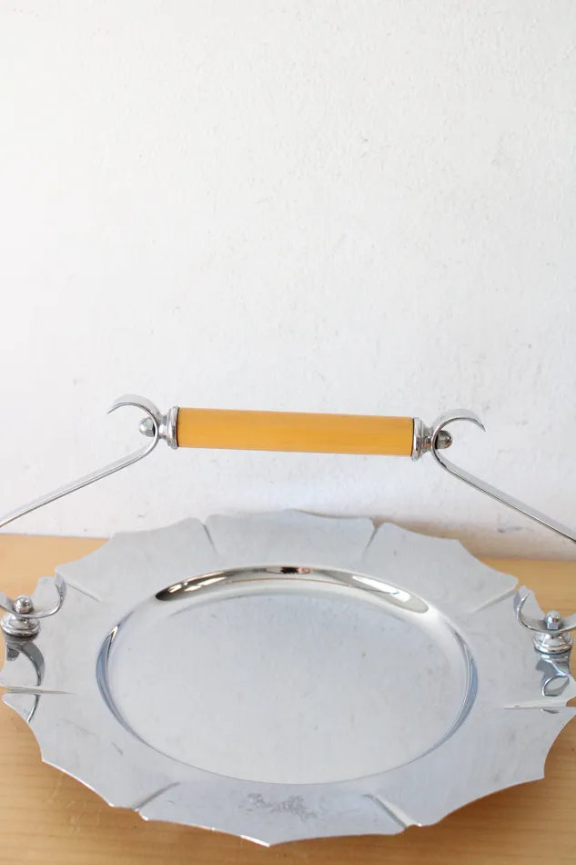 Earrings Farber Shlevin Farber Shlevin Stainless Steel Handled Serving Plate