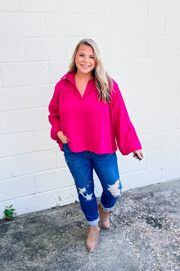 Earrings Haptics Worth The While Top Magenta